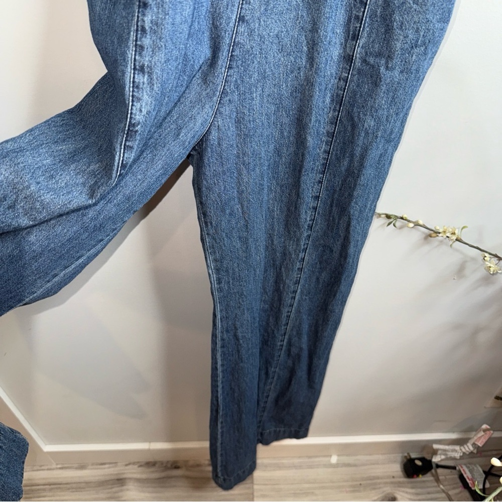 Stylish Blue Denim Women's wide Leg Overalls - Picture 6 of 11